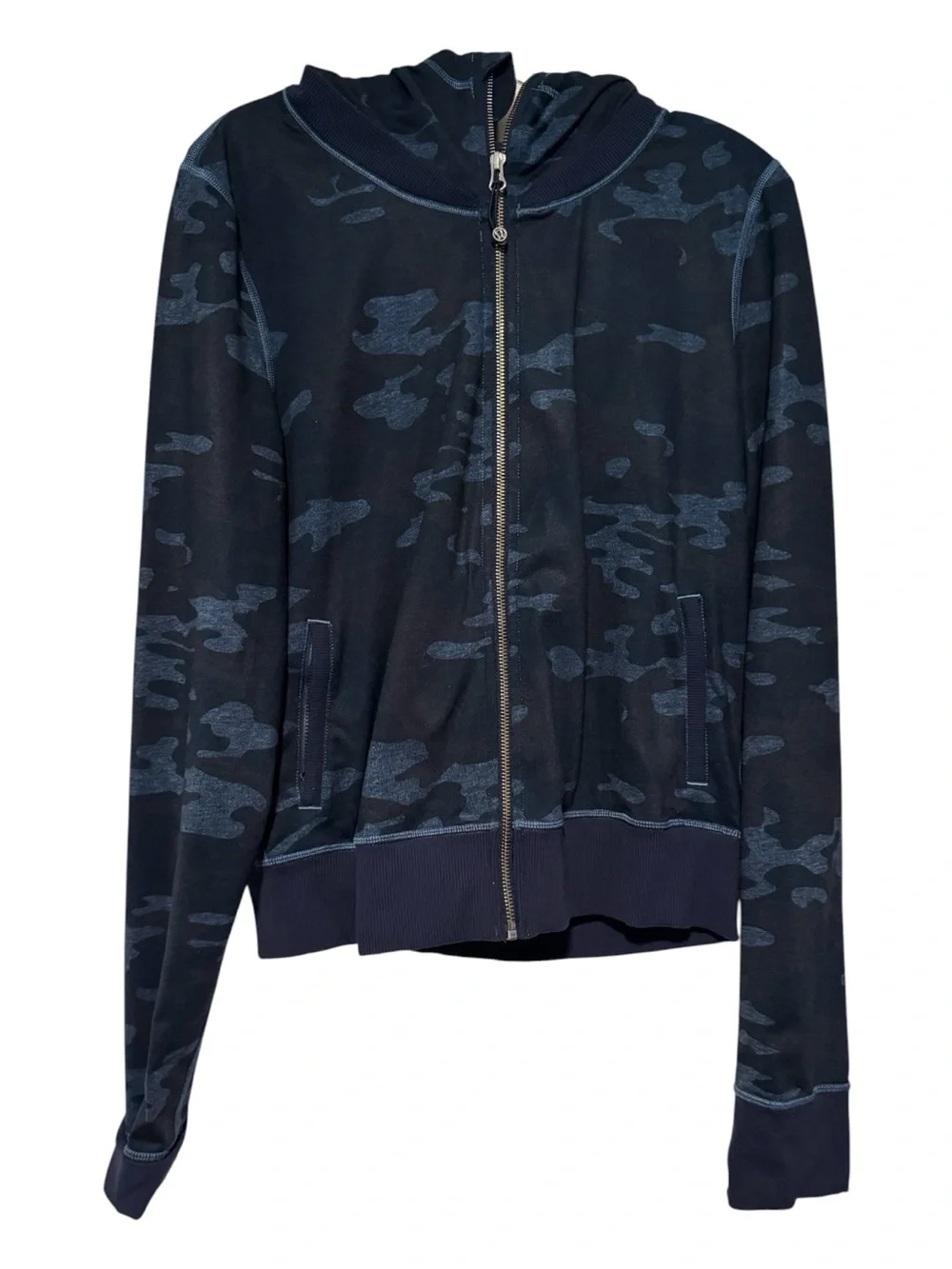 Lululemon Namaskar Hoodie | Blue Camo Full Zip Jacket | Size 10